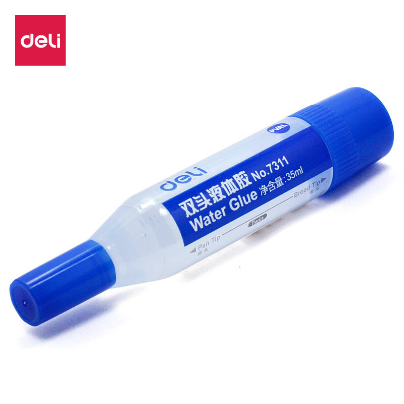 DELI/得力 双头液体胶 7311 蓝色 35ml 单位:瓶