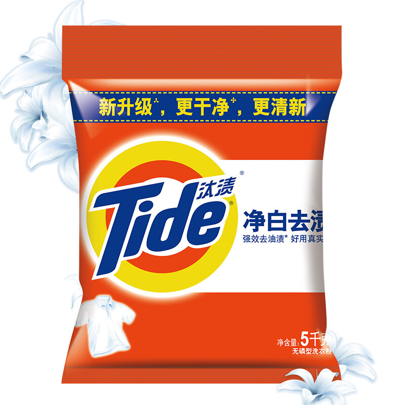 TIDE/汰渍 洗衣粉 净白去渍无磷9折装 5000g 单位:箱