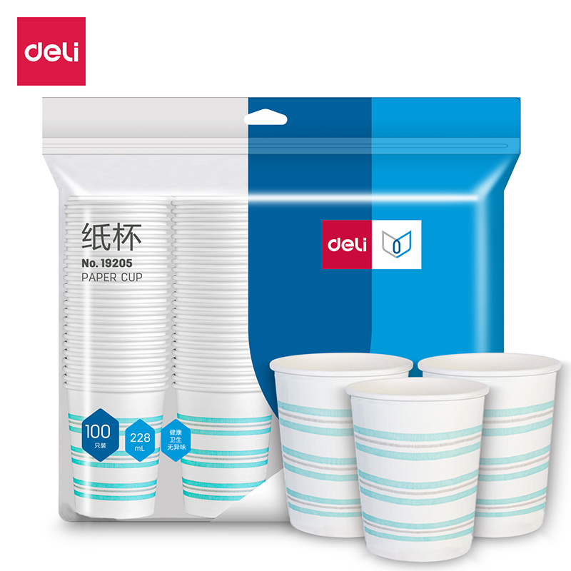 DELI/得力 纸杯 19205 白色 100只 单位:包