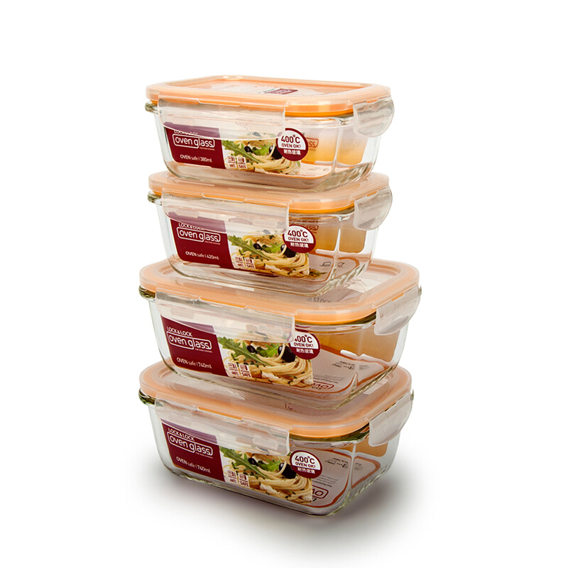 LCLC/乐扣乐扣 饭盒保鲜盒 LLG429S004 微波炉 420ml*2+740ml*2 单位:套