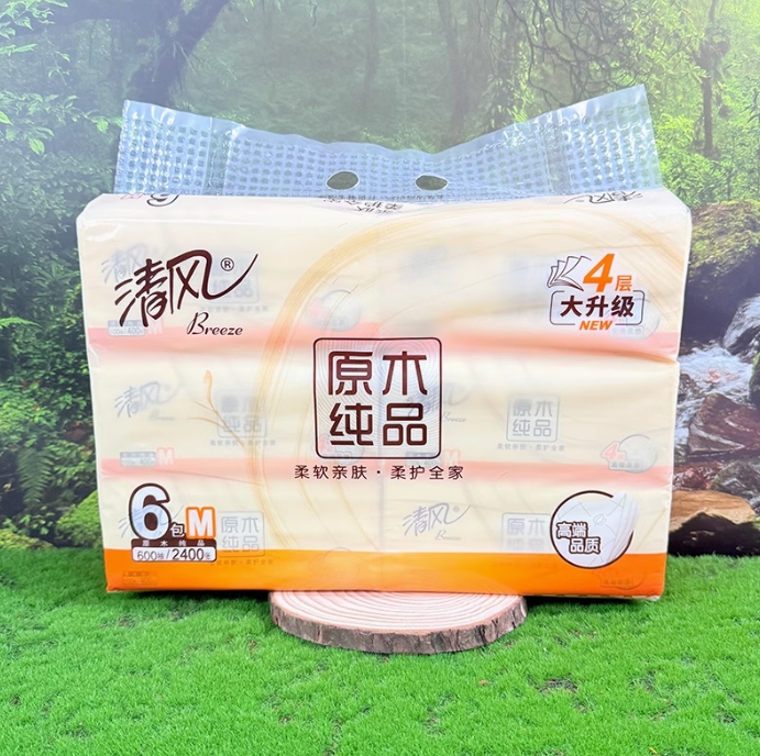 BREEZE/清风 面巾纸 BR62MC 原木纯品4层100抽/包 单位:箱