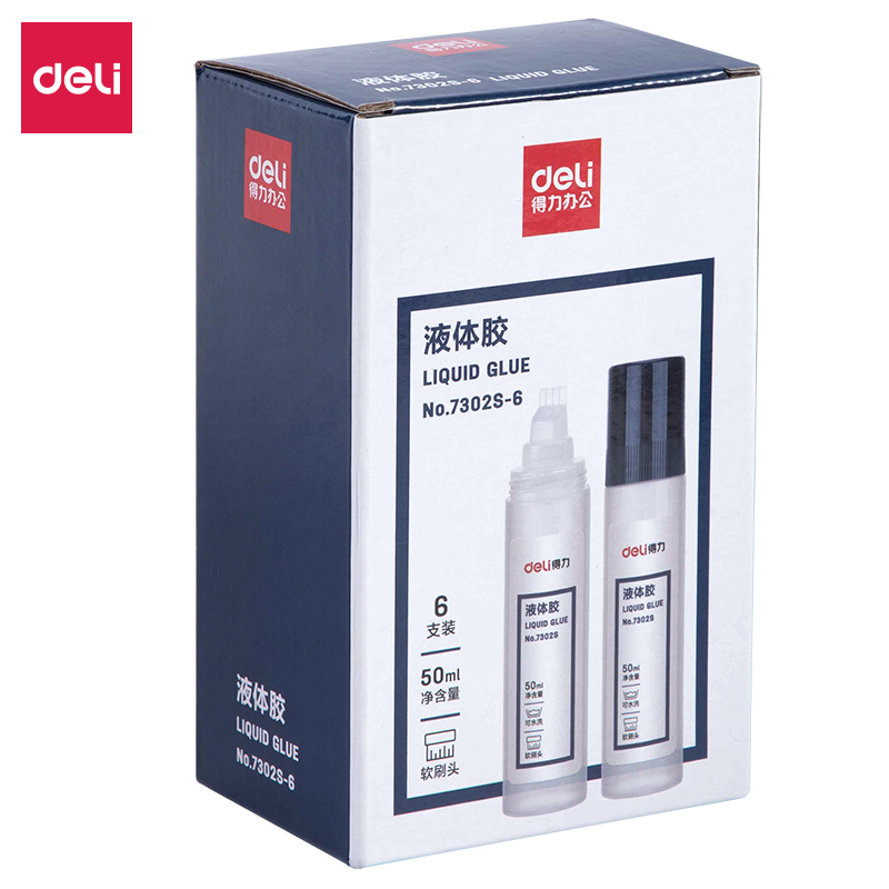 DELI/得力 液体胶 7302S-6 透明 50mL×6 单位:盒