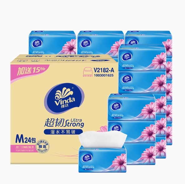 VINDA/维达 抽纸 V2182-A 150抽3层M号 单位:箱