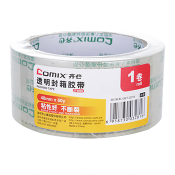 COMIX/齐心 封箱胶带 JT4806 48mm*60y 透明 单位:卷