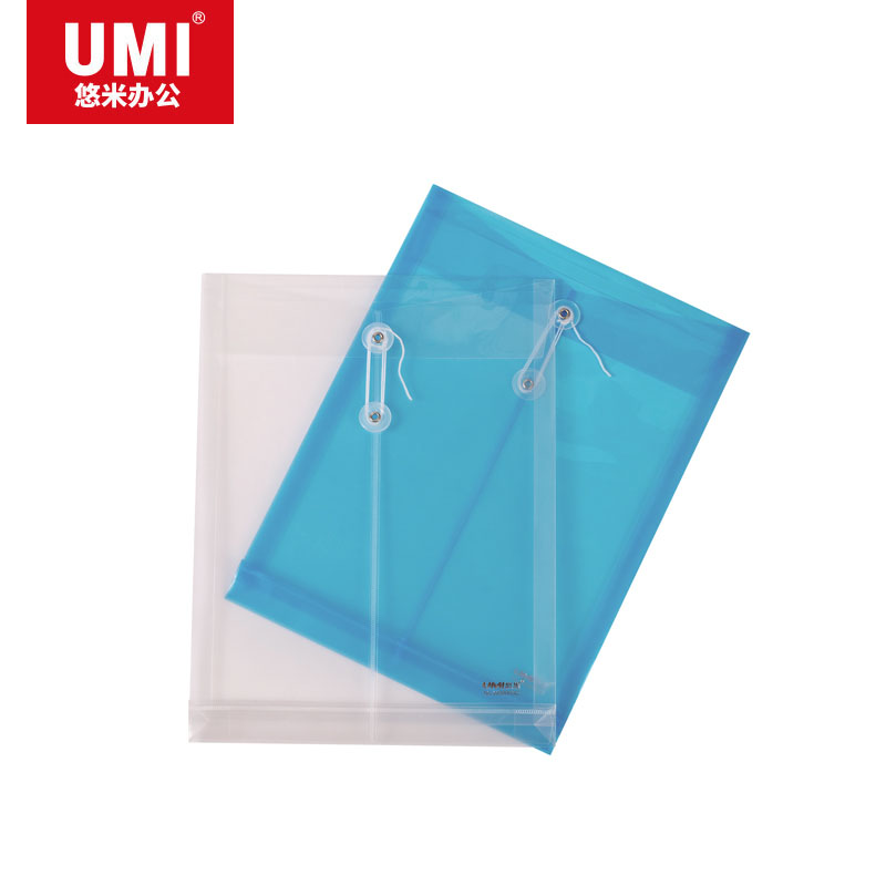 UMI/悠米 透明缠扣文件袋档案袋 W08003C 竖式 A4 透明 单位:个