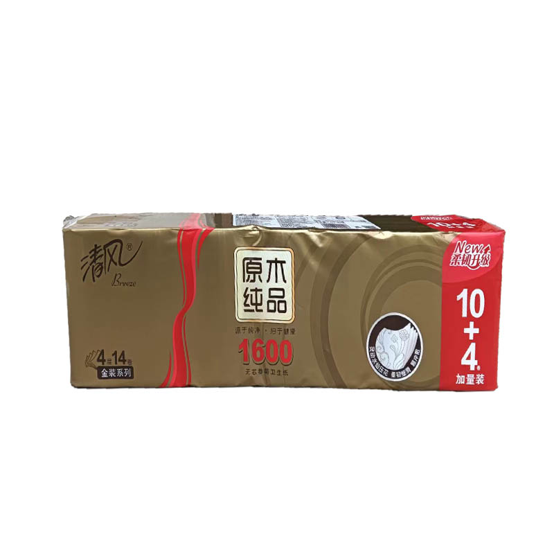 BREEZE/清风 卷纸 B02DBMJH 原木金装四层无芯1600克 单位:箱