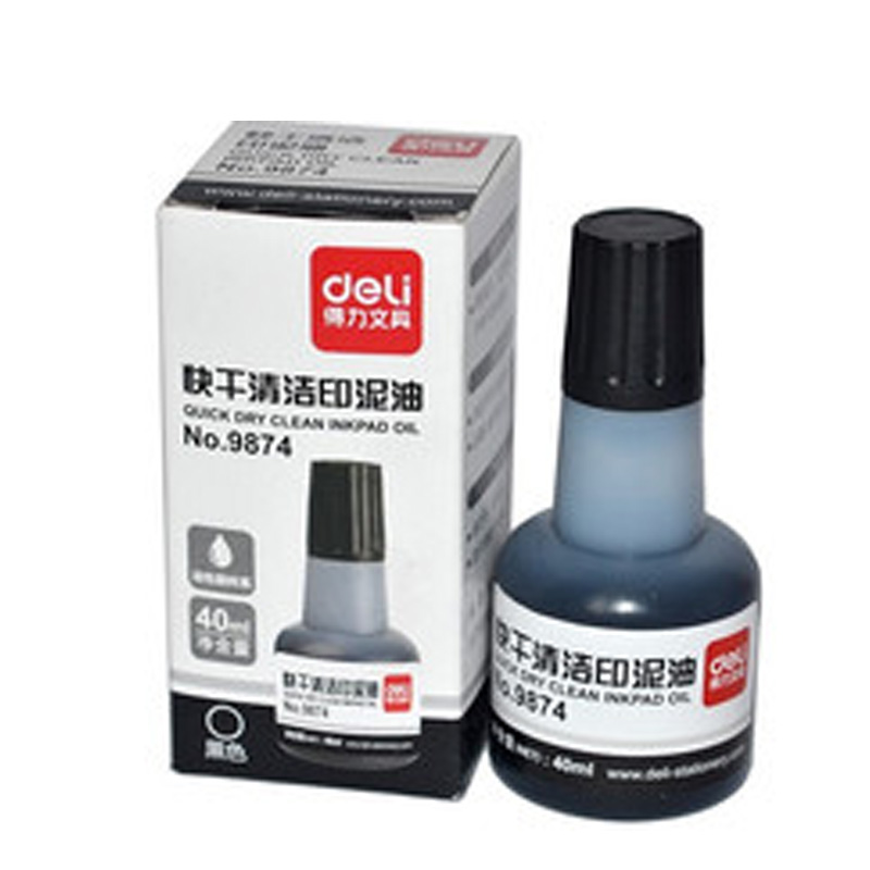 DELI/得力 印泥油 9874 黑色 40ml 单位:瓶