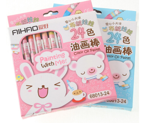 AIHAO/爱好 文具油画棒无毒蜡笔 68013 24色 单位:盒