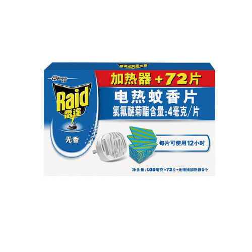RAID/雷达 电热蚊香片 371808 72片无香型送无拖线器 单位:套