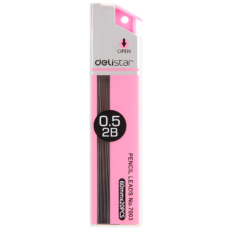 DELI/得力 活动铅芯 7003 混色 2B 0.5mm 铅芯长60mm 单位:只