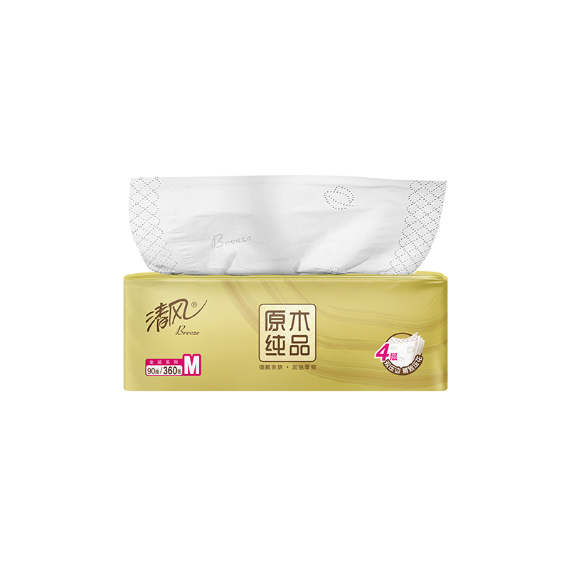 BREEZE/清风 抽取式面巾纸 BR81MJ1 4层90抽/包*8*6 单位:箱