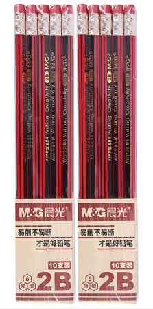 M&G/晨光 六角木杆铅笔 AWP30804 红黑抽条2B 单位:支