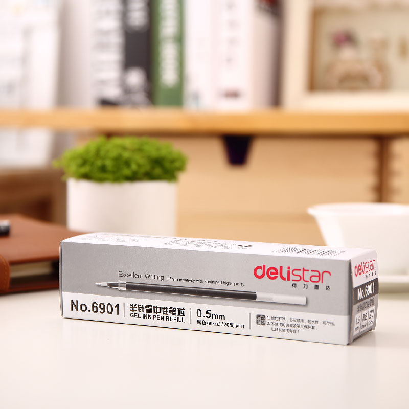 DELI/得力 中性笔芯 6901 黑色 0.5mm 180*43*43mm 单位:支