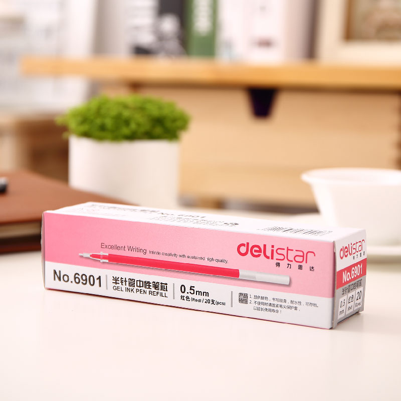 DELI/得力 中性笔芯 6901 红色 0.5mm 180*43*43mm 单位:支