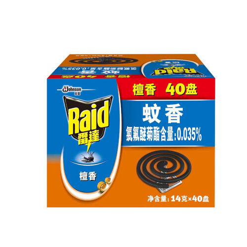 RAID/雷达 蚊香 321185 家庭装檀香型40盘 单位:盒