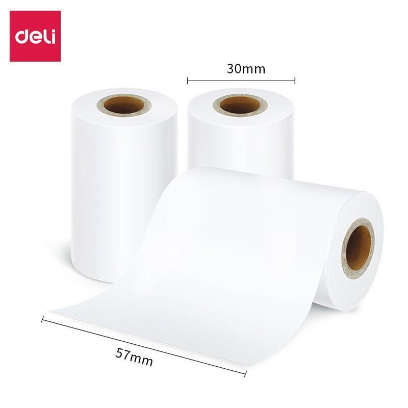 DELI/得力 热敏打印纸 XH01 白色 10m×57mm×30mm 白色 10m×3卷 (直发) 单位:盒