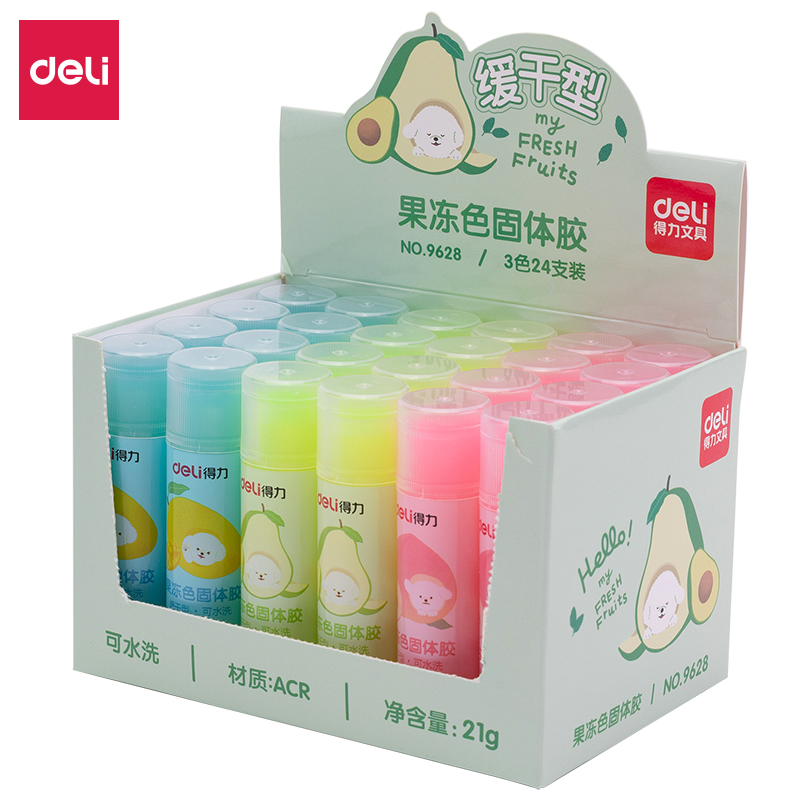 DELI/得力 果冻色固体胶 9628 混色 21g/支 单位:支