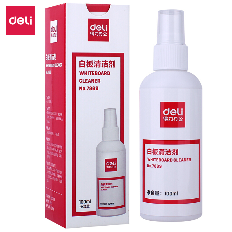 DELI/得力 白板清洁剂 7869 透明 135×40×17mm 100mL 单位:瓶
