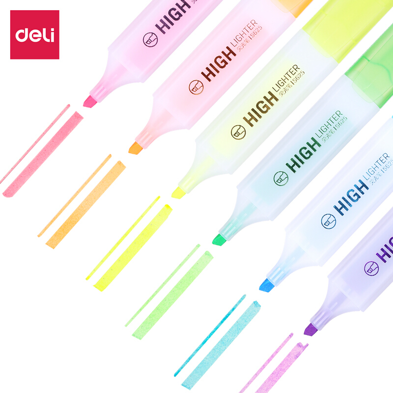 DELI/得力 荧光笔套装 S628 5mm 6支 单位:袋