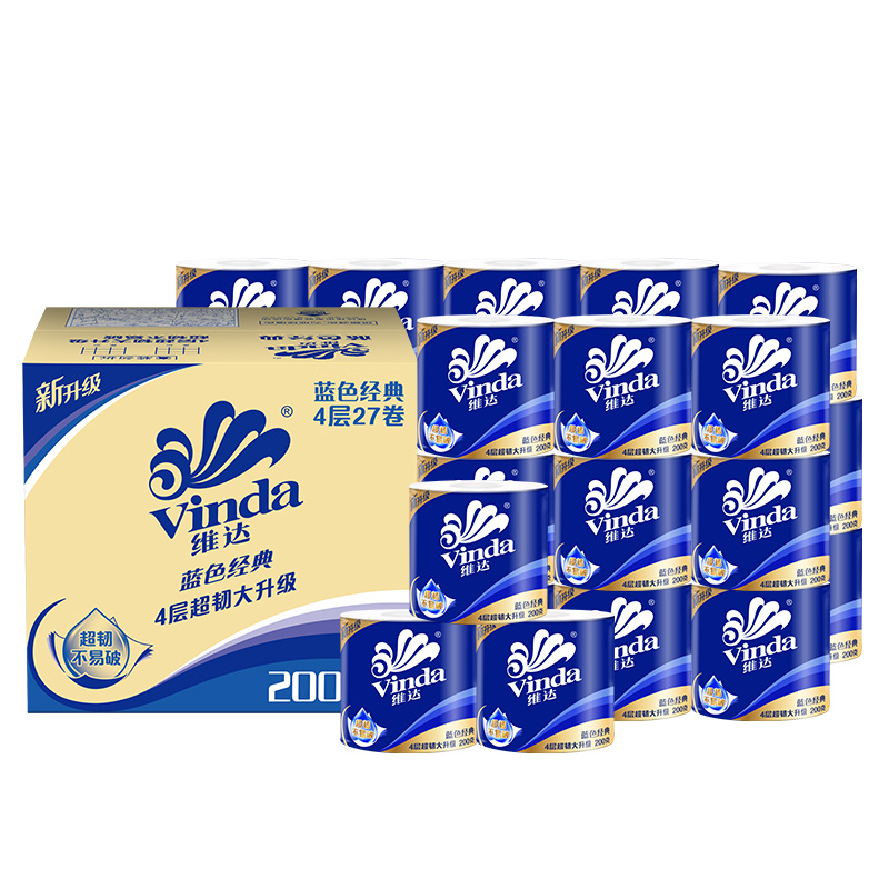 VINDA/维达 卷筒卫生纸 V4073-B 蓝色经典 200克 单位:箱