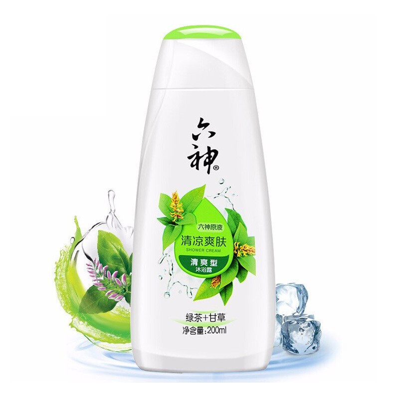 LIUSHEN/六神 沐浴露 清凉爽肤 绿茶+甘草 200ml 单位:瓶