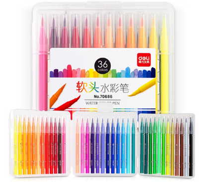 DELI/得力 软头水彩笔 70686 混色 单位:盒