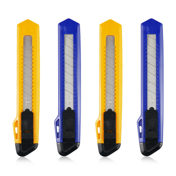 DELI/得力 大号通用办公家具美工刀/裁纸刀 2001 黄色 刀片规格：0.5*18*100mm 尺寸：155*26mm 刀片尺寸:18mm 单位:把