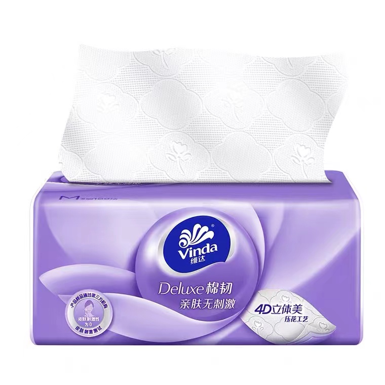 VINDA/维达 三层软包压花抽取式面巾纸 V2833 三层软包压花 100抽 单位:包