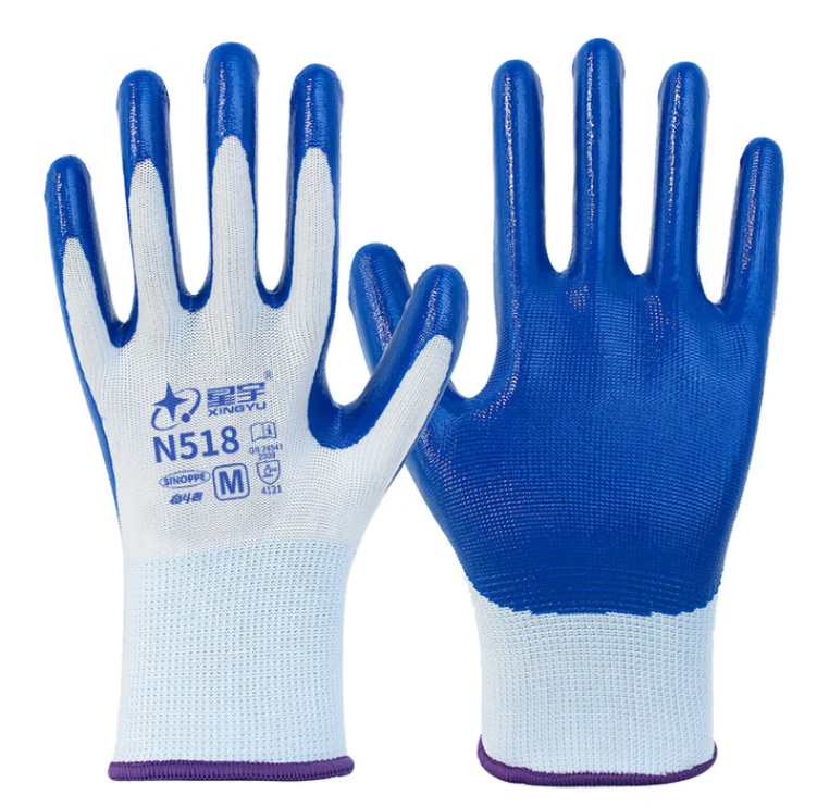 XINGYU/星宇 浸胶手套 N518 长23cm 蓝色 M码 12双/包 单位:双