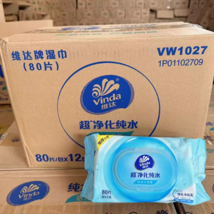 VINDA/维达 纯水大包湿巾不含酒精 VM1027 80片/包 自然无香 单位:包