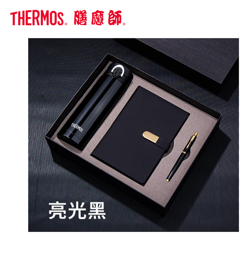 THERMOS/膳魔师 膳魔师保温杯礼盒套装 JNF-500+商务笔记本+签字笔 规格：500ml 颜色：亮光黑 单位:套
